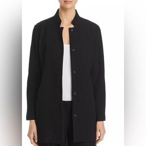 Eileen Fisher Waffle Weave Stand Collar Textured Jacket